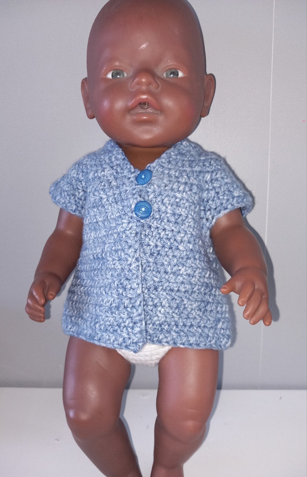Gehaakt blauw vestje, Ophalen of Verzenden, Nieuw, Babypop