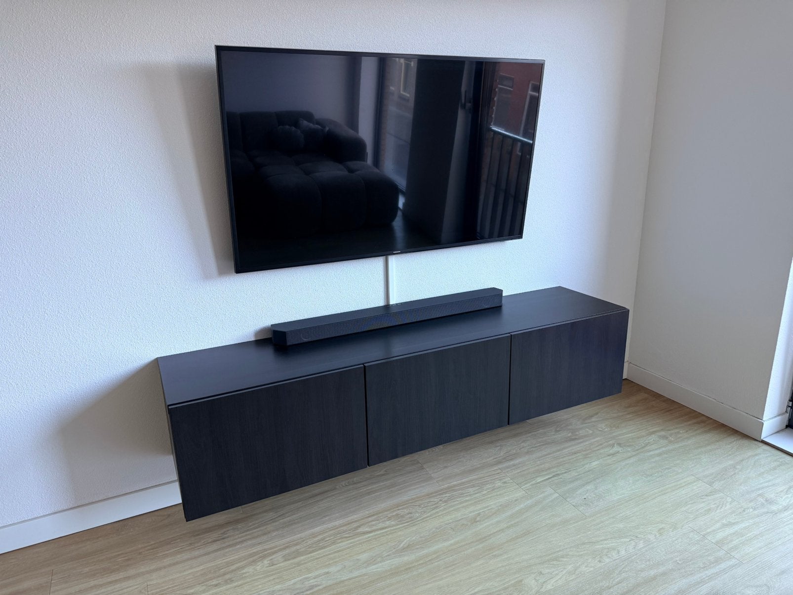 Best tv meubel zwart/bruin, Ophalen, 150 tot 200 cm, Zo goed als nieuw, Minder dan 100 cm