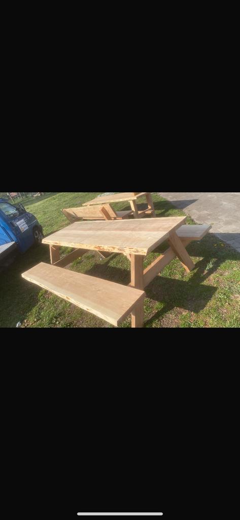 Robuuste douglas picknicktafel, Tuin en Terras, Ophalen of Verzenden, Zo goed als nieuw, Rechthoekig, Hout
