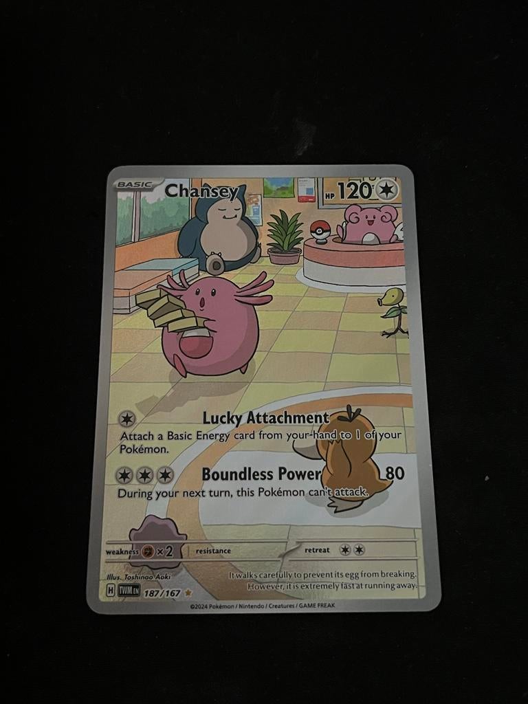Chansey 187/167 Twilight Masquerade NM Pokémon Kaart, Ophalen of Verzenden, Zo goed als nieuw, Losse kaart, Foil