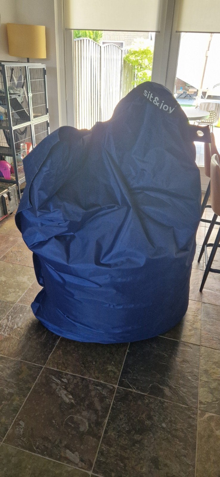 Grote blauwe zitzak van Sit & Joy, Huis en Inrichting, Zitzakken, Gebruikt, Zitzak, Blauw, Ophalen