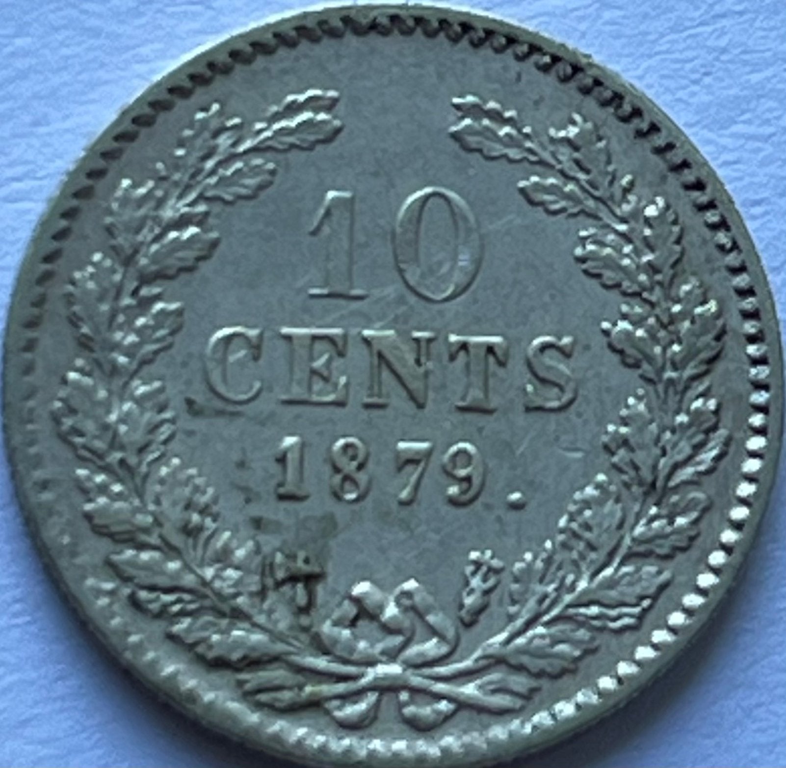 Zilveren dubbeltje 1879, Koning Willem III, Zilver, Ophalen of Verzenden, 10 cent