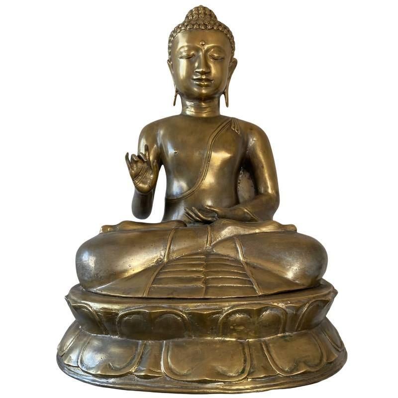 Grote antieke bronzen Boeddha uit Java LOT 169, Huis en Inrichting, Woonaccessoires | Boeddhabeelden, Gebruikt, Ophalen of Verzenden