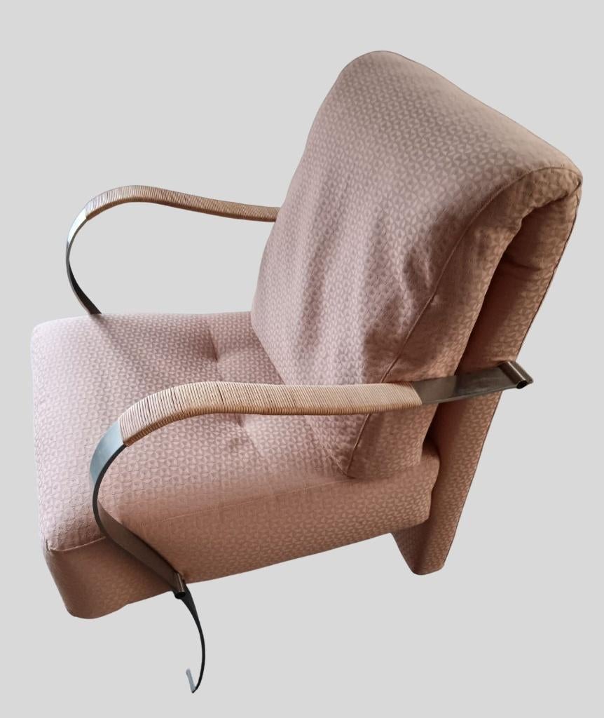 Set van 3 roze vintage lounge stoelen, Ophalen, Gebruikt, Minder dan 75 cm, Mid-Century vintage