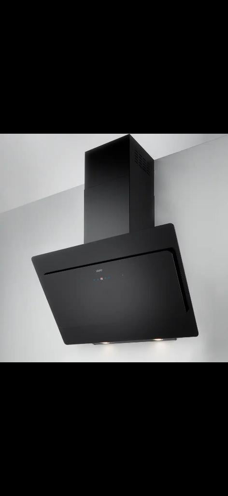 Cendo Angled Extractor Hood | Black Glass | 90 cm, Witgoed en Apparatuur, Afzuigkappen, Gebruikt, Wandschouwkap, 800 m³ per uur of meer