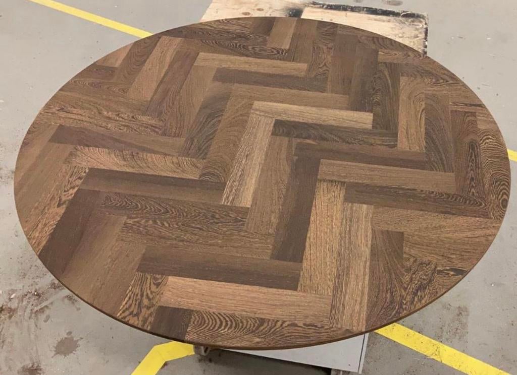 Tafelbladen nieuw visgraat wengé 120 cm en 130 cm diameter, Huis en Inrichting, Tafels | Eettafels, Ophalen of Verzenden, Nieuw