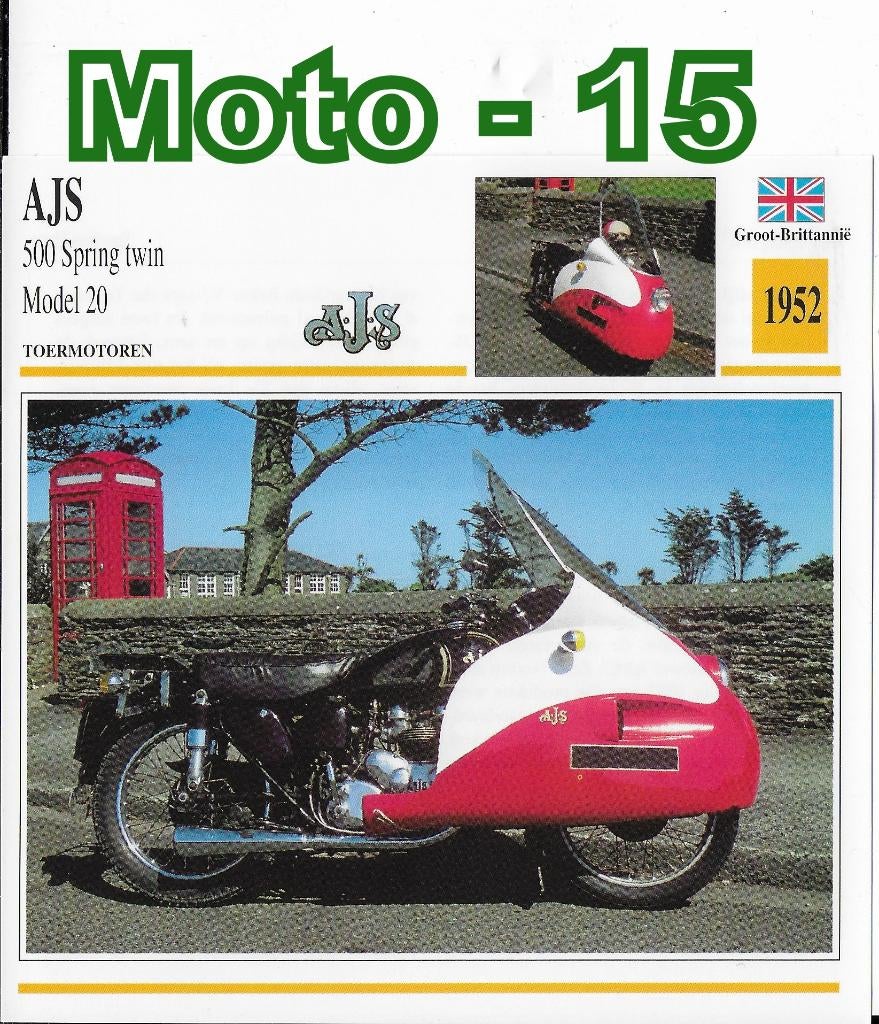 Moto15 motorkaart ajs 500 spring twin model 20 ( 1952 ), Ophalen of Verzenden, Zo goed als nieuw, Motoren