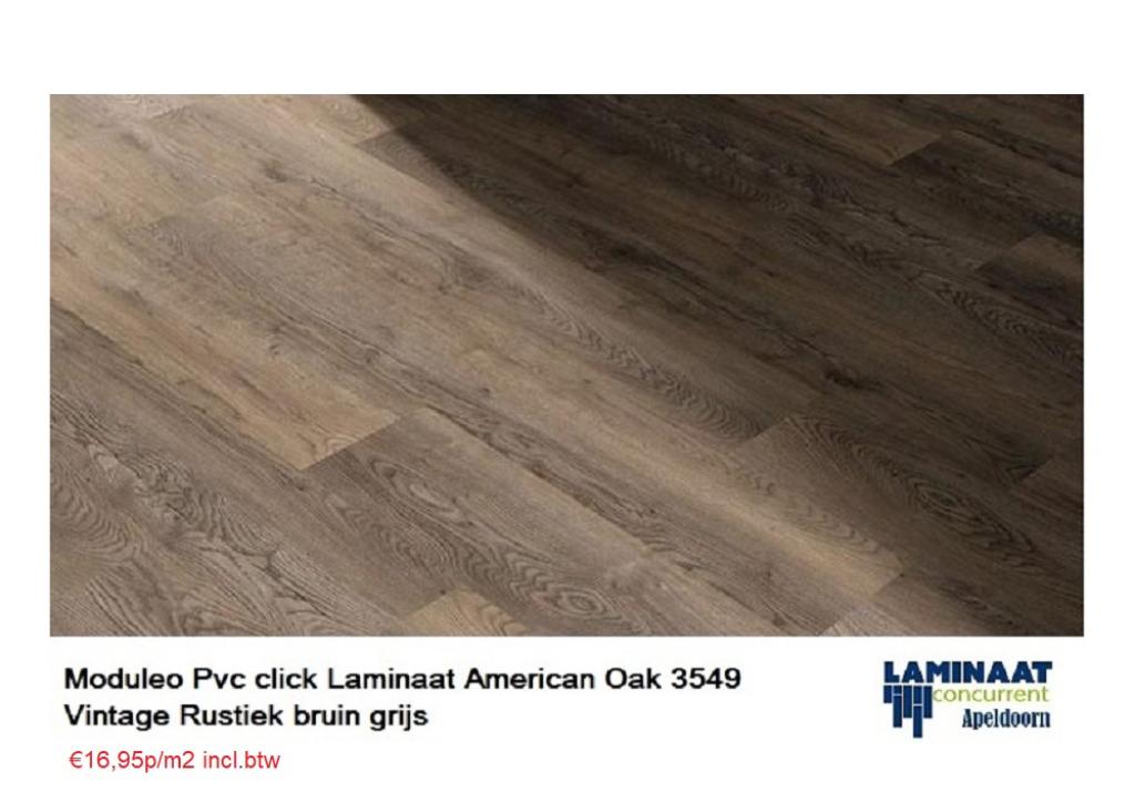 PVC click - American Oak 3549 ( Bruin Eiken) €16,95p/m2, Bruin, 75 m² of meer, Pvc click, Nieuw