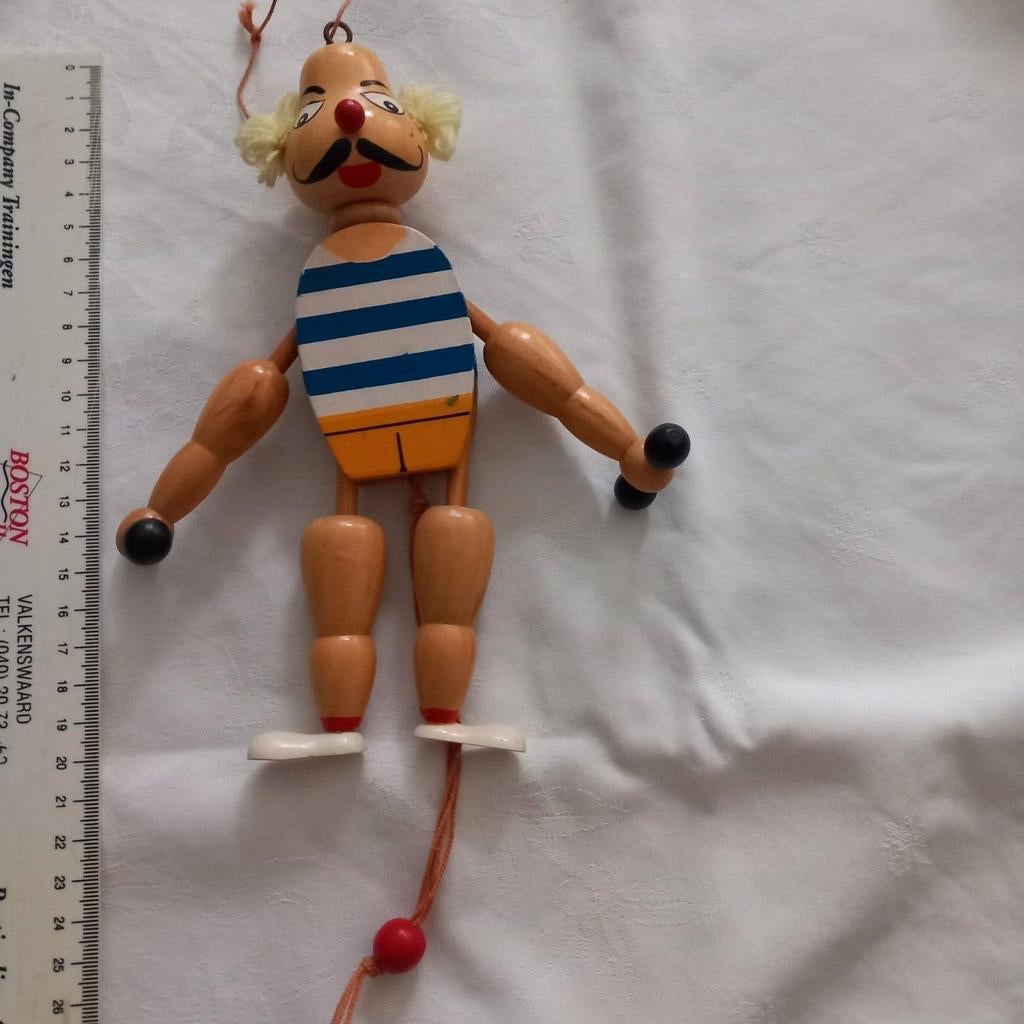 Houten trekpop boxer - Collector's item, Ophalen of Verzenden