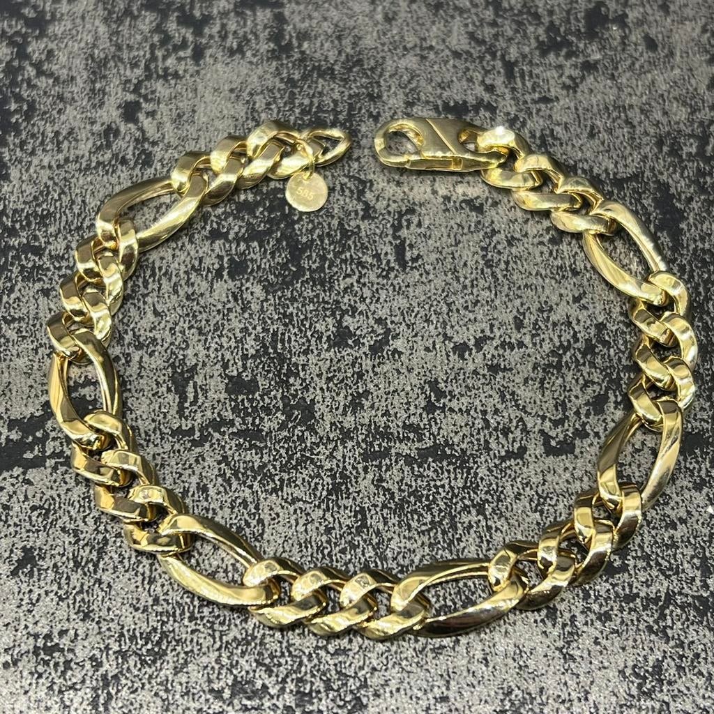 14k gouden armband figaro schakel, Ophalen of Verzenden, Zo goed als nieuw, Goud