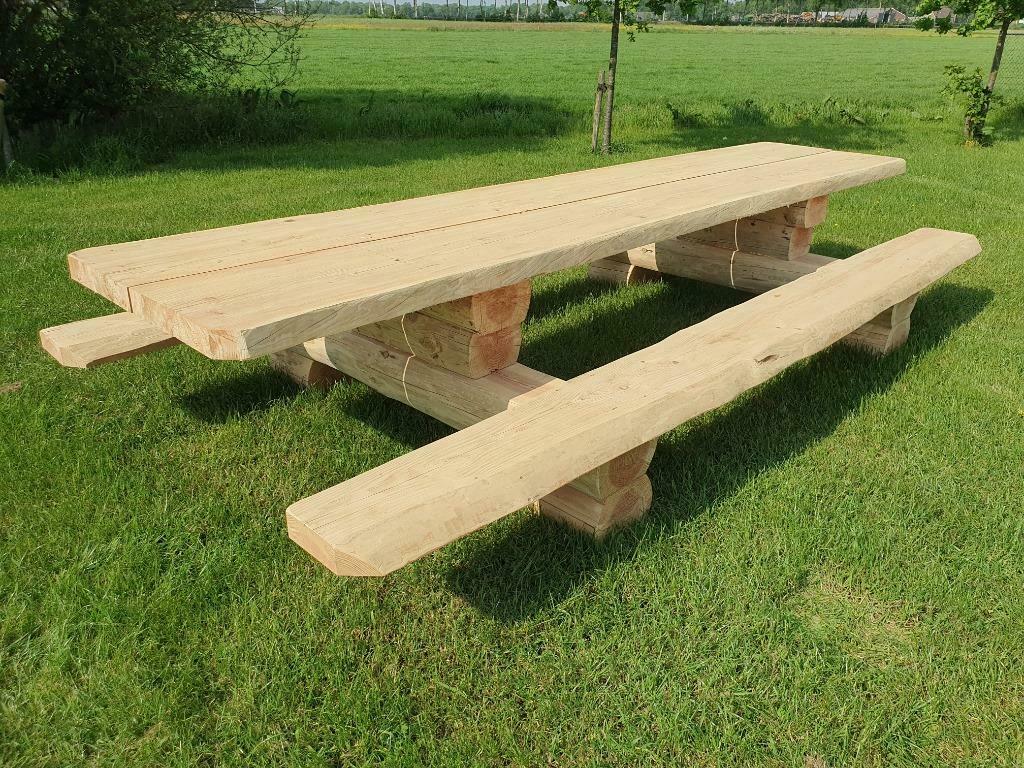 Robuuste Picknicktafel 4 meter (Douglas), Ophalen of Verzenden, Nieuw, Hout