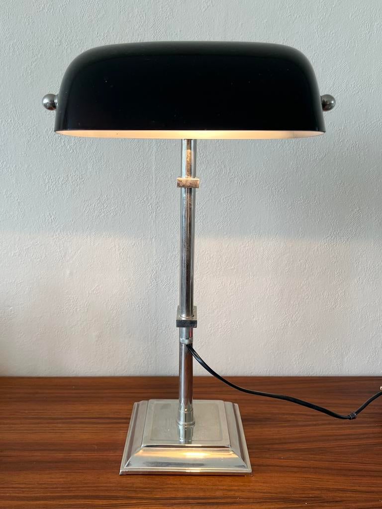 Vintage notarislamp chroom zwart retro tafellamp design, Ophalen of Verzenden, Zo goed als nieuw, Minder dan 50 cm