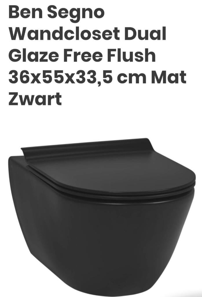 Nieuwe complete wandcloset set mat zwart, Doe-het-zelf en Verbouw, Sanitair, Ophalen, Nieuw, Toilet