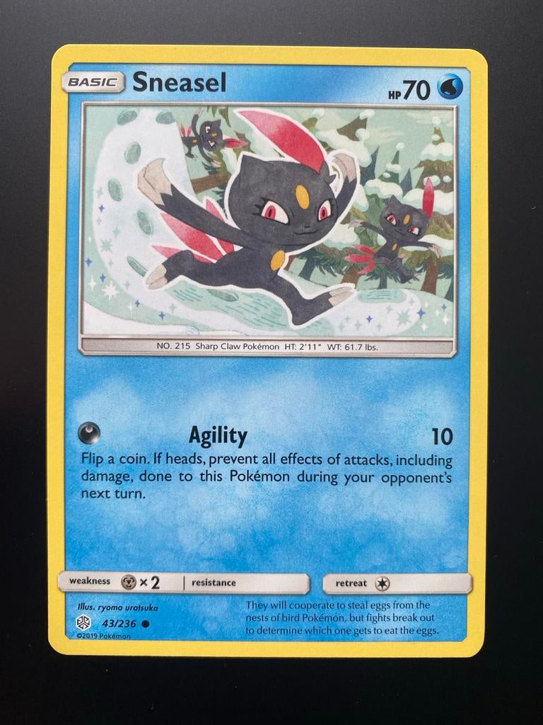Sneasel 43/236 Pokémon S&M Cosmic Eclipse Mint Packfresh, Ophalen of Verzenden, Zo goed als nieuw, Losse kaart