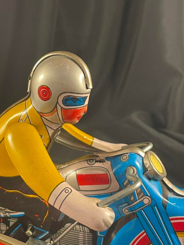 Blikken motorfiets met zijspan. Vintage., Antiek en Kunst, Antiek | Speelgoed, Ophalen of Verzenden