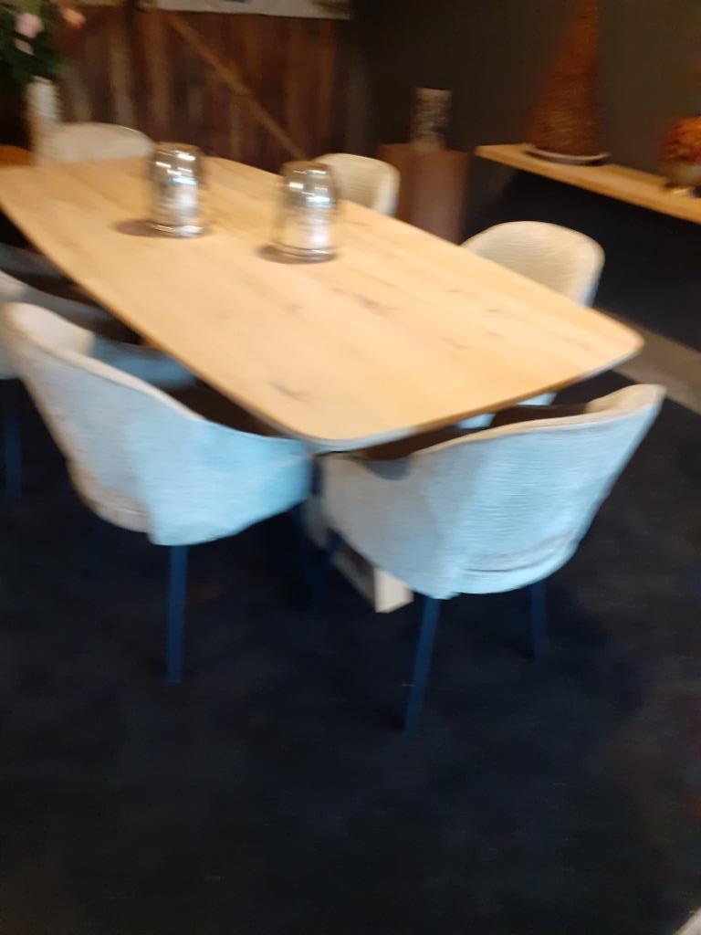 Massief eiken tafel deens ovaal met 6 stoelen, Ophalen, Nieuw, 4 tot 6 stoelen