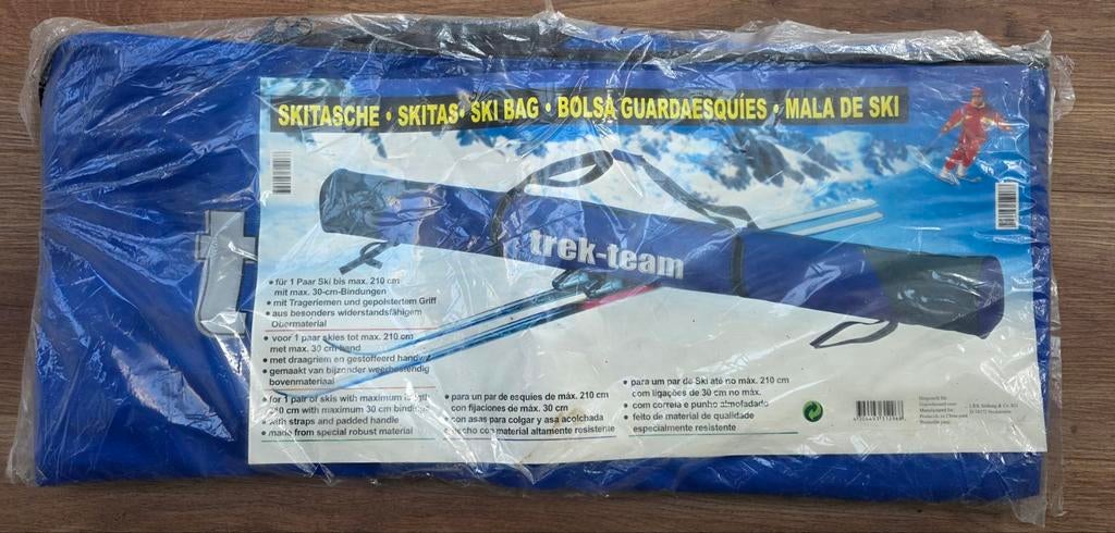 Blauwe Ski Tas voor 1 Paar Ski's tot 2.10m, Overige merken, 180 cm of meer, Overige typen, Nieuw
