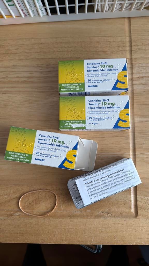 Sandoz Cetirizine 10mg Allergie tabletten-3 doosjes, Ophalen of Verzenden, Nieuw