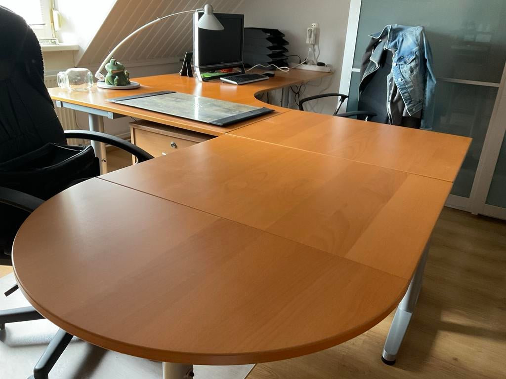 Groot L-vormig bureau met extra hoekstuk, Ophalen, Gebruikt