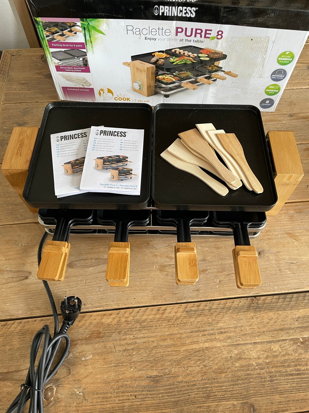 Princess 162910 Raclette Pure 8, Ophalen of Verzenden, Gebruikt, 8 personen of meer