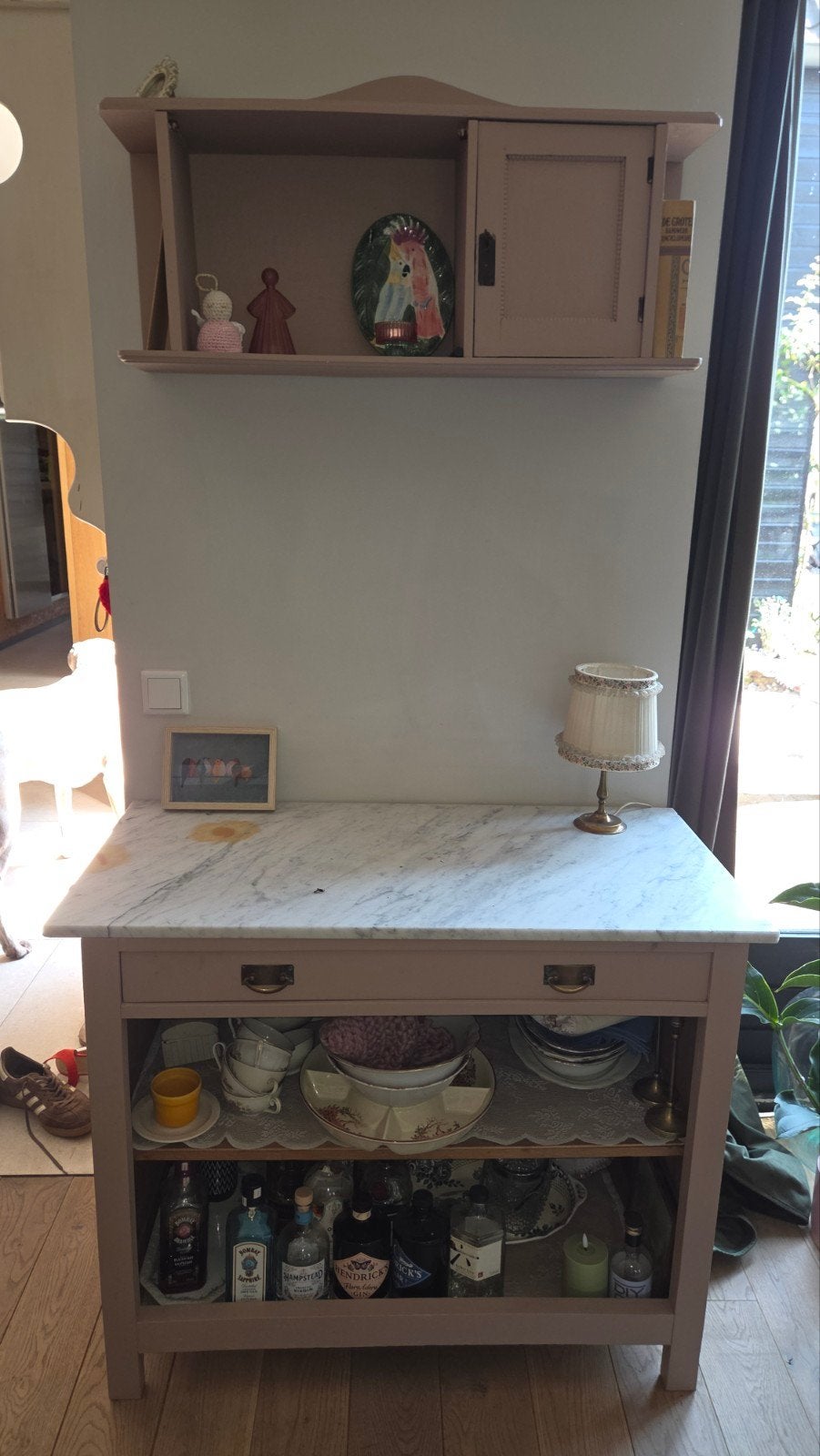 Vintage kast met marmeren blad - Jaren '40/'50, Kinderen en Baby's, Kinderkamer | Commodes en Kasten, Gebruikt, 50 tot 70 cm, 100 cm of meer