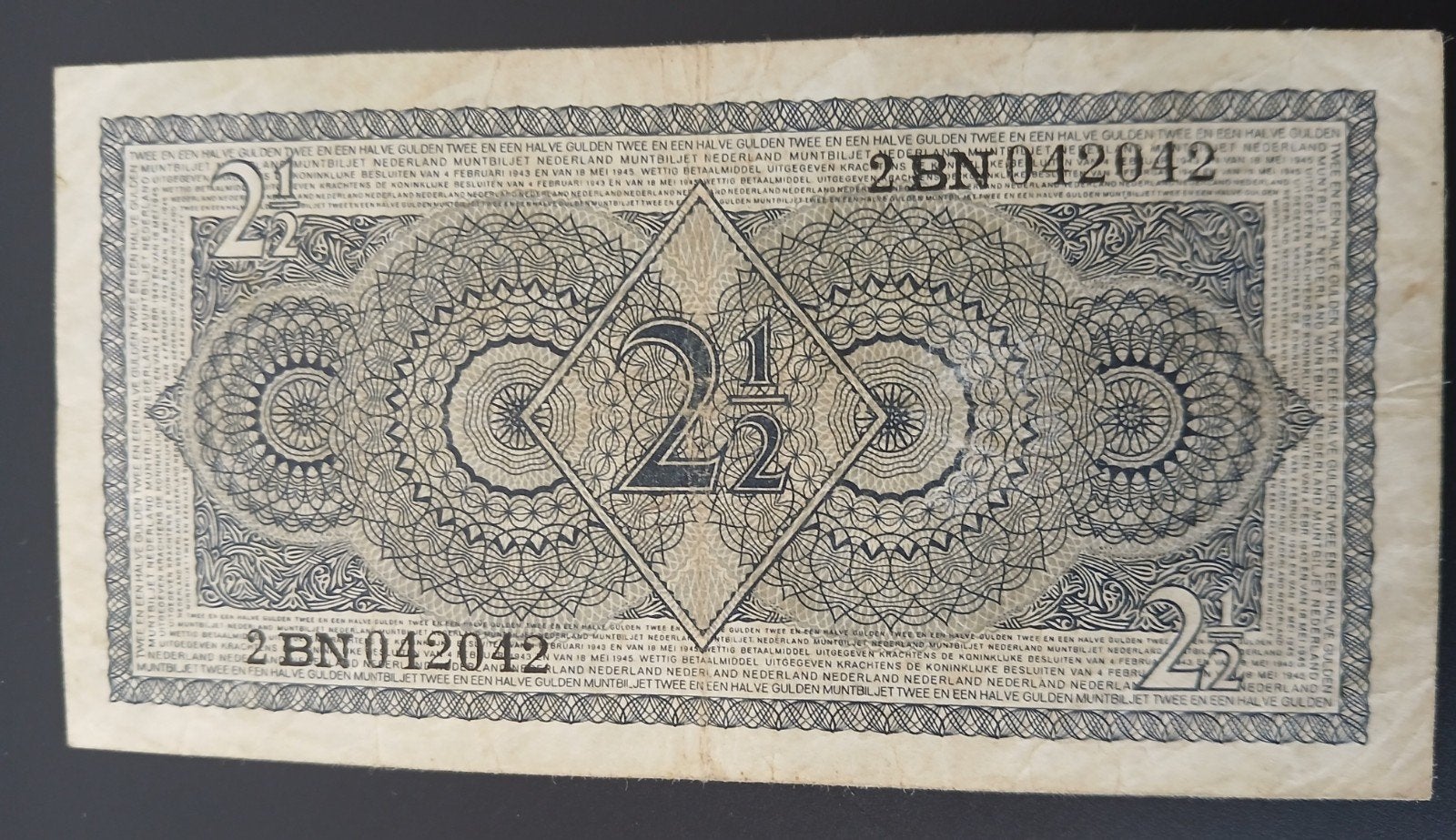 Bankbiljet / muntbiljet  tweeënhalve gulden, Ophalen of Verzenden, 2½ gulden, Los biljet