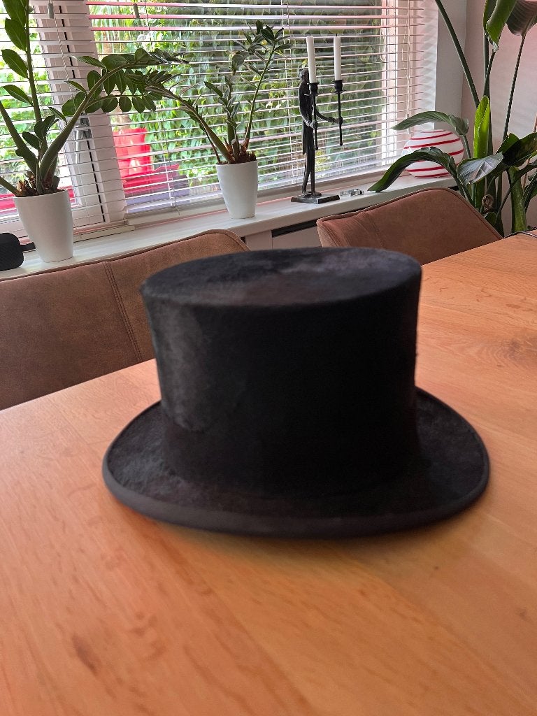 Antieke hoge hoed (Stetson hads) in originele hoedendoos, Antiek en Kunst, Ophalen, Heren, Stetson hads