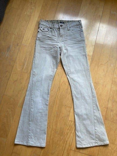 stoere lichtgrijze flared jeans, Verzenden, W28 - W29 (confectie 36), Grijs, Gedragen