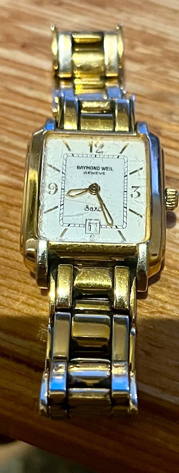 RAYMOND WEIL GENEVE DAMESHORLOGE SAXO- ZILVER GOUDKLEURIG, Overige merken, Staal, Gebruikt, Staal