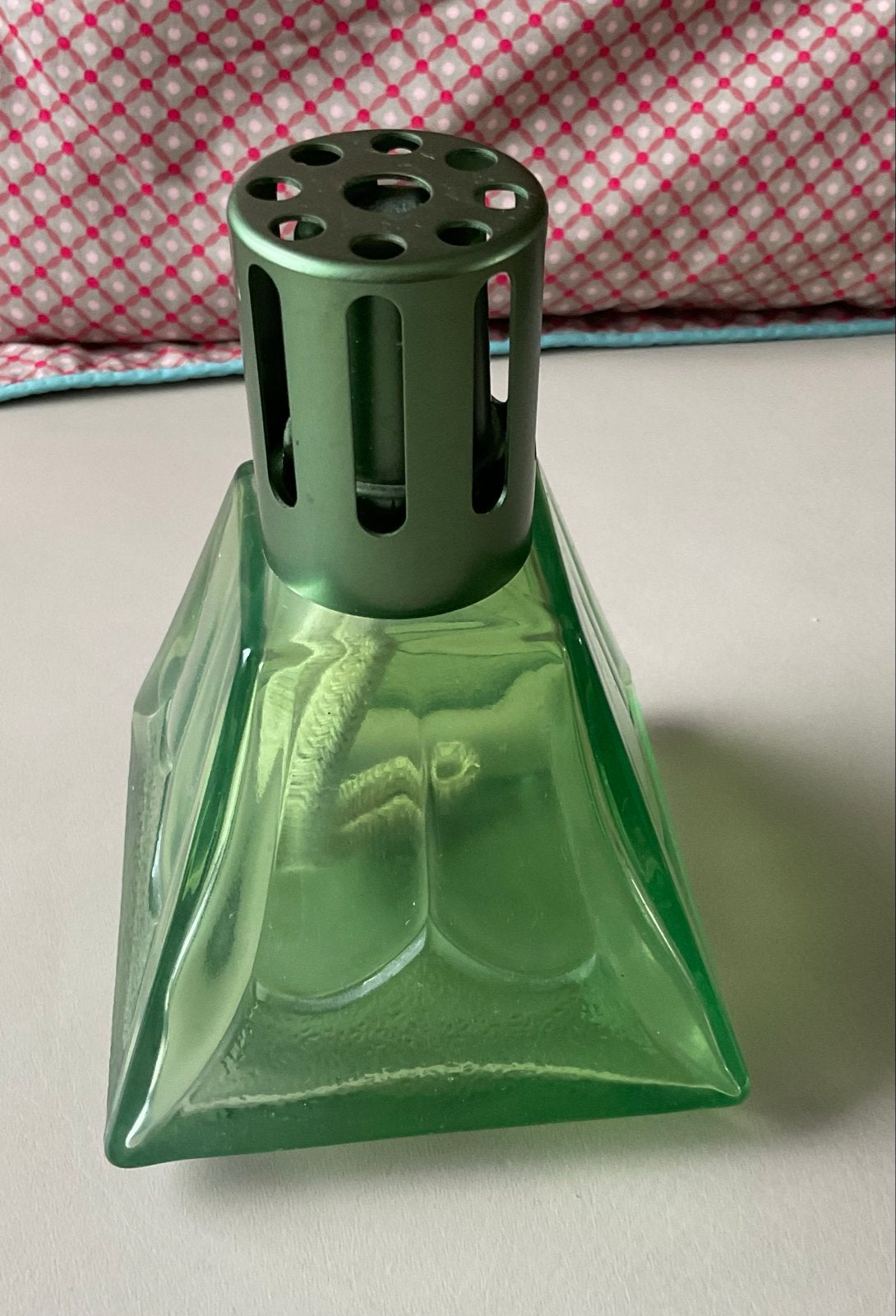 Lampe Berger brander - Groen glas, Groen, Ophalen of Verzenden, Zo goed als nieuw, Modern