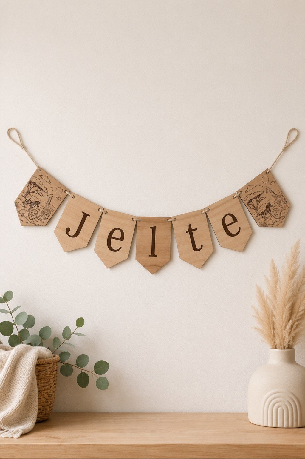 Naamslinger hout - gepersonaliseerd - 15 cm hoog, Ophalen of Verzenden, Nieuw