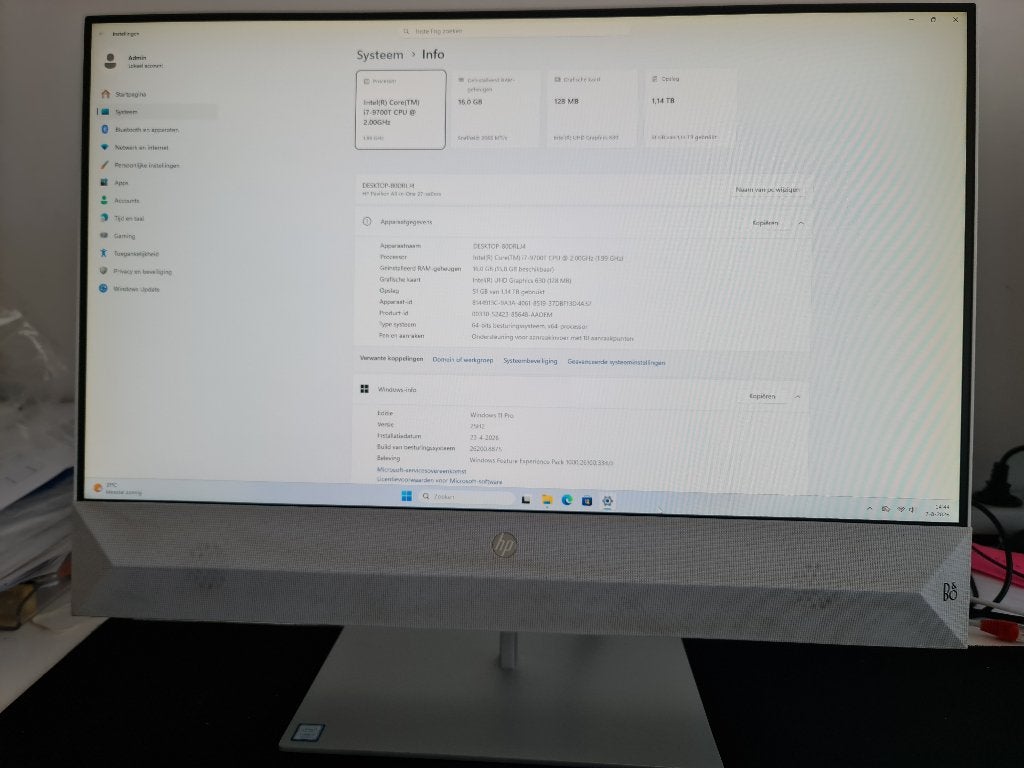 hp pavilion AIO 27-xa0370nd touchscreen intel core i7-9700T, Ophalen, Zo goed als nieuw, 2 tot 3 Ghz