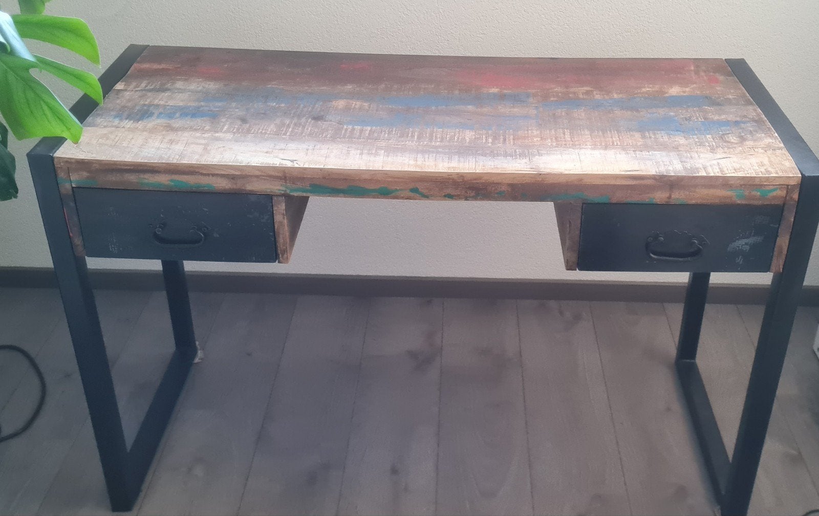 Bureau massief gerecycled hout, Gebruikt, 120 cm, 50 cm, Ophalen of Verzenden