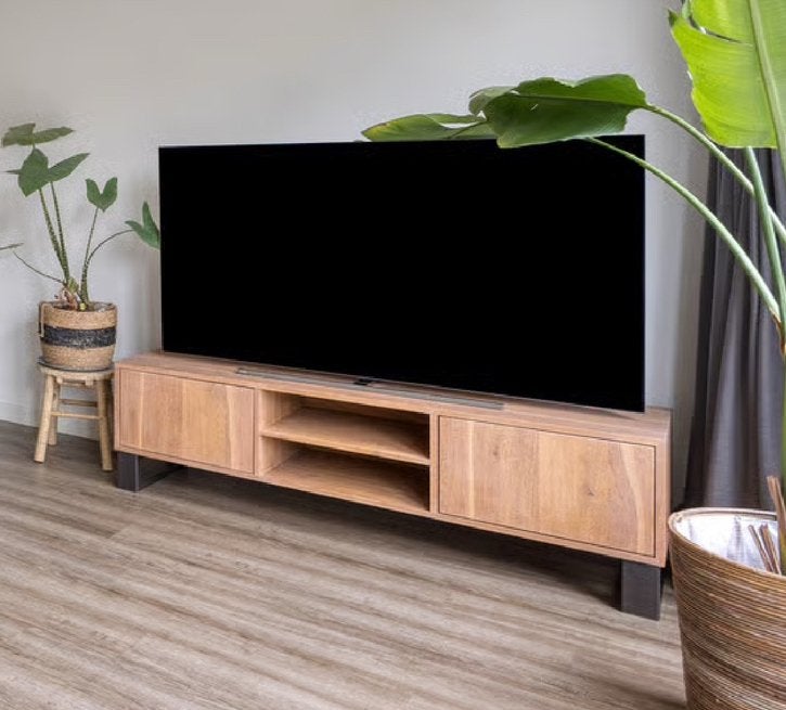 Mooie eikenhouten tv-kast, Ophalen, 150 tot 200 cm, Eikenhout, Zo goed als nieuw
