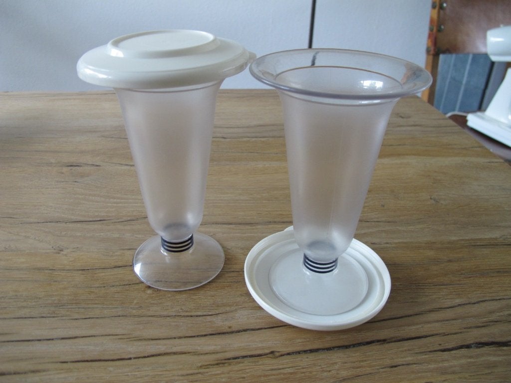 dessert beker, ijscoupes met deksel, cocktail beker, Beker of Kan, Ophalen of Verzenden, Zo goed als nieuw, Wit
