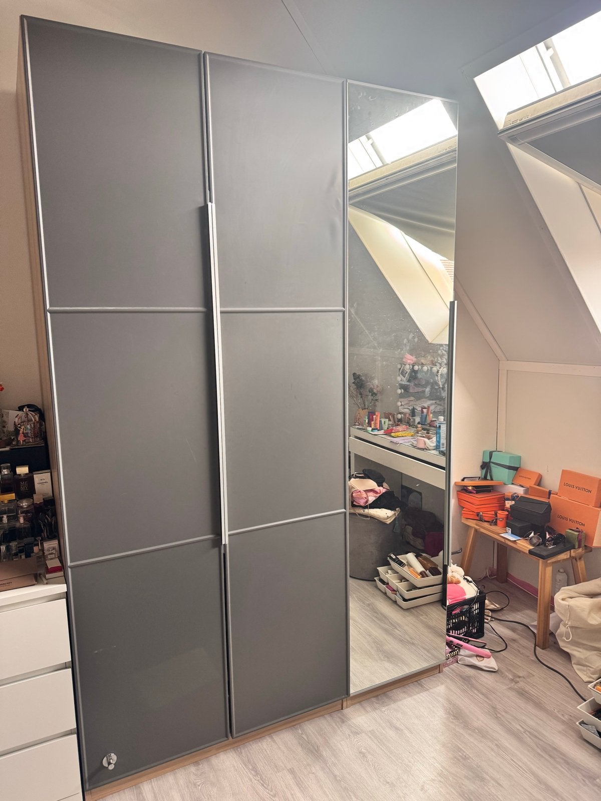 Pax kast met spiegel en lades - in goede staat, Ophalen, 100 tot 150 cm, 200 cm of meer, Zo goed als nieuw