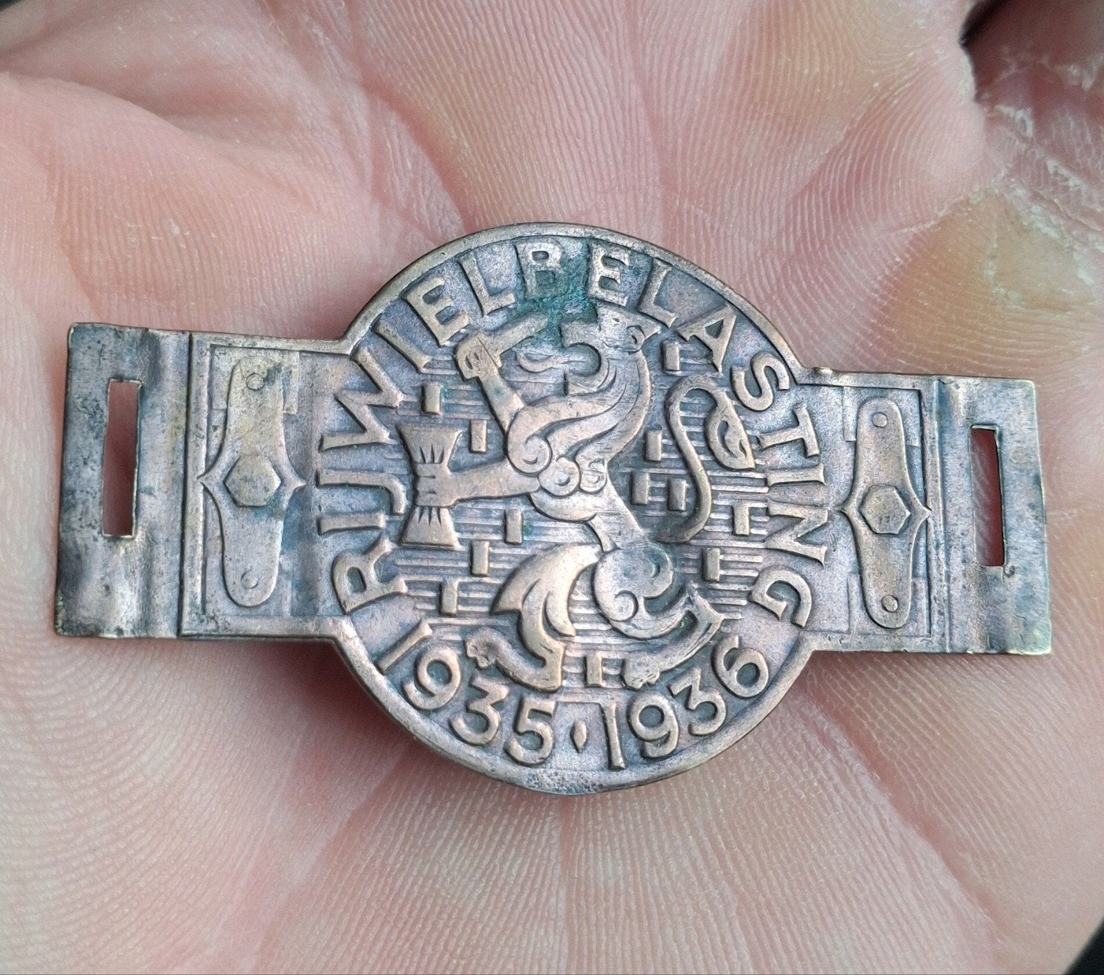 bodemvondst - rijwielbelasting plaatje - 1935 / 1936 - RRR !, Ophalen of Verzenden