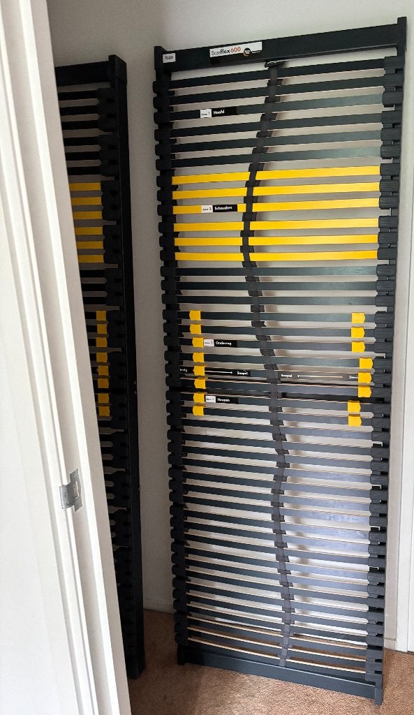 Goeie lattenbodems 2keer 70x200, Ophalen, Verstelbaar, 140 cm, Zo goed als nieuw