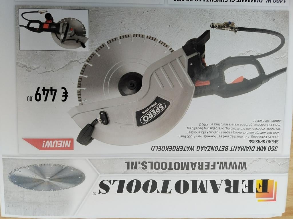 Spero 350 mm diamant betonzaag watergekoeld, Ophalen of Verzenden