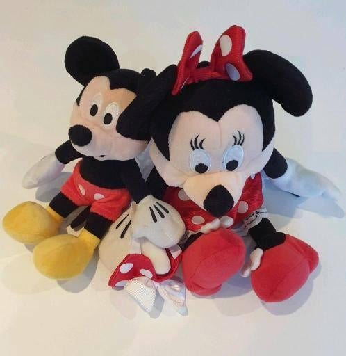 Disney, Pluche: Minnie & Mickey Mouse, ca 30 en 20 cm groot, Verzamelen, Disney, Zo goed als nieuw, Knuffel, Mickey Mouse, Ophalen of Verzenden