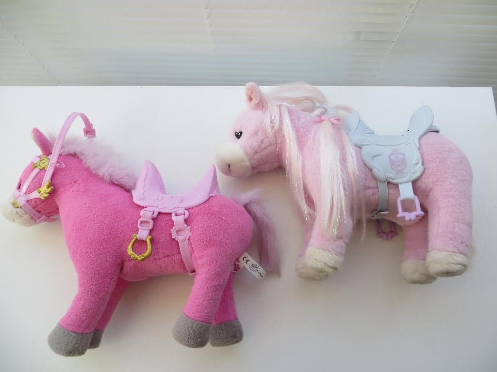 2 Baby Born Paarden Roze en Lichtroze met halster en zadel, Ophalen of Verzenden, Gebruikt, Babypop