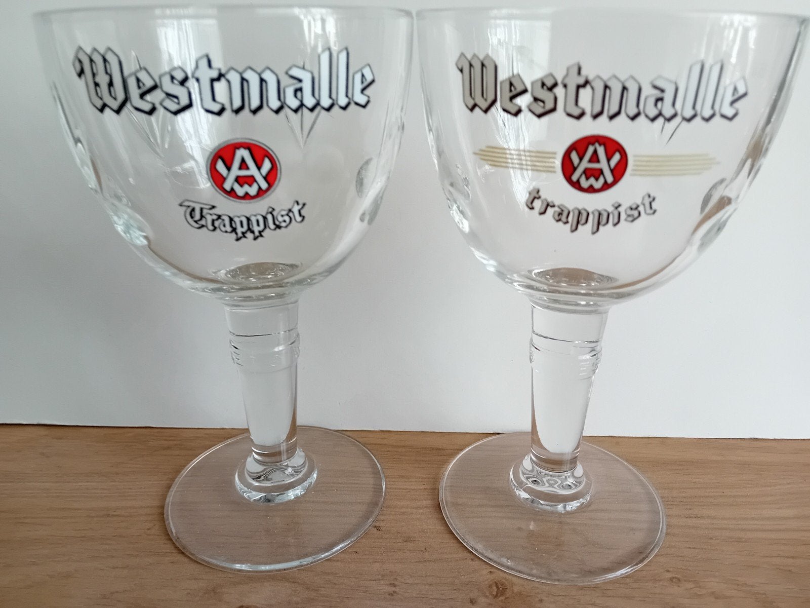 6 verschillende Westmalle trappisten glazen, Ophalen of Verzenden, Zo goed als nieuw, Glas of Glazen, Overige merken