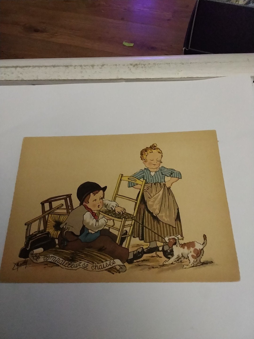 Vintage Franse Ansichtkaart - 'Le remmailleur de chaises', Ophalen of Verzenden, Voor 1920