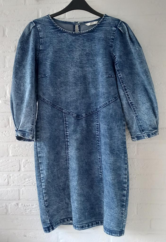 Jeansjurk met pofmouwen van Only, Kleding | Dames, Jurken, Only, Blauw, Ophalen of Verzenden, Zo goed als nieuw