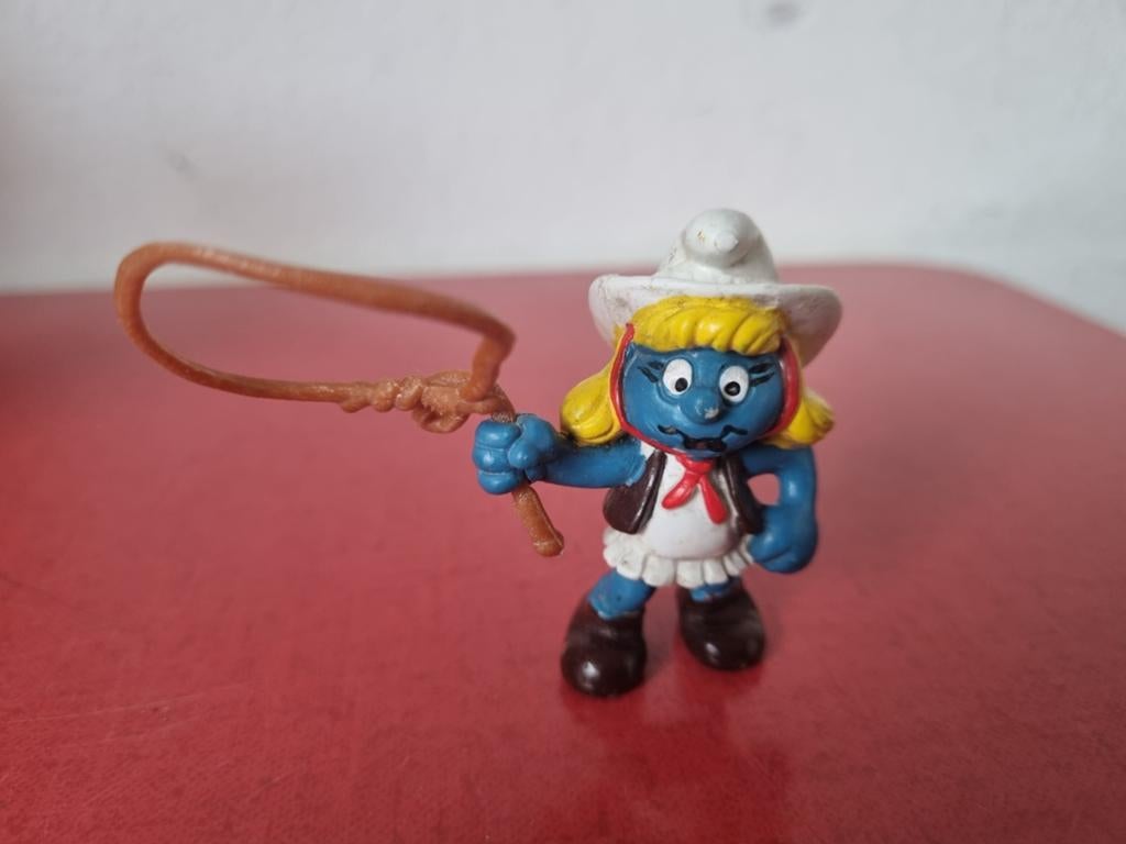 Cowboy Smurfin Schleich Vintage Jaren '80 Peyo Figuur, Verzamelen, Smurfen, Ophalen of Verzenden