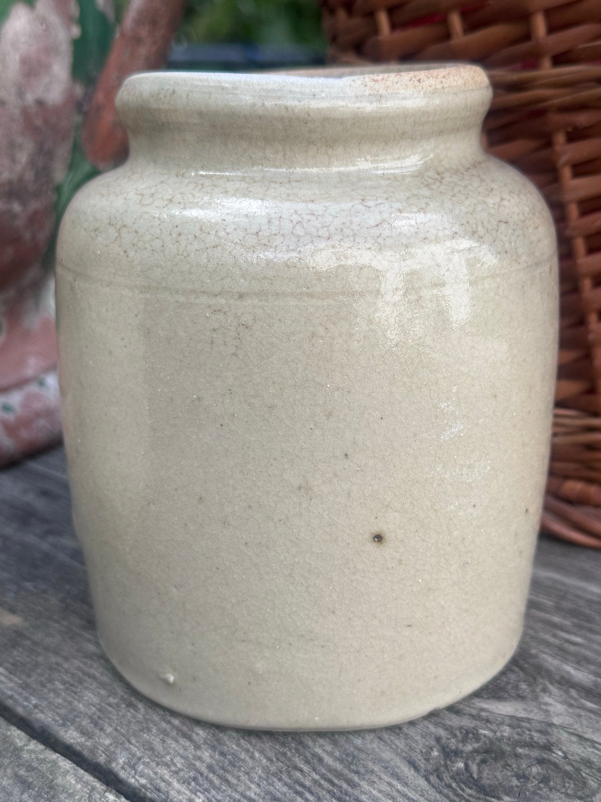 Antieke Franse grespot in naturel - Mosterdpot, Ophalen of Verzenden