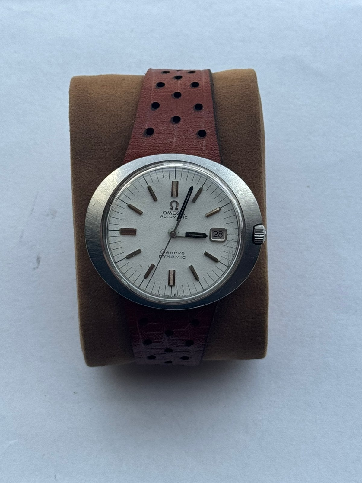 Vintage Omega Genève Dynamic Automatic – Datum–42 mm–Werkend, Ophalen of Verzenden, Staal, Omega, 1960 of later