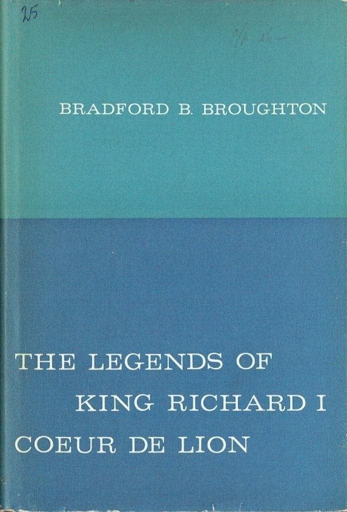 The Legends of King Richard I -B.A. Broughton, Verzenden, Zo goed als nieuw, Noord-Amerika