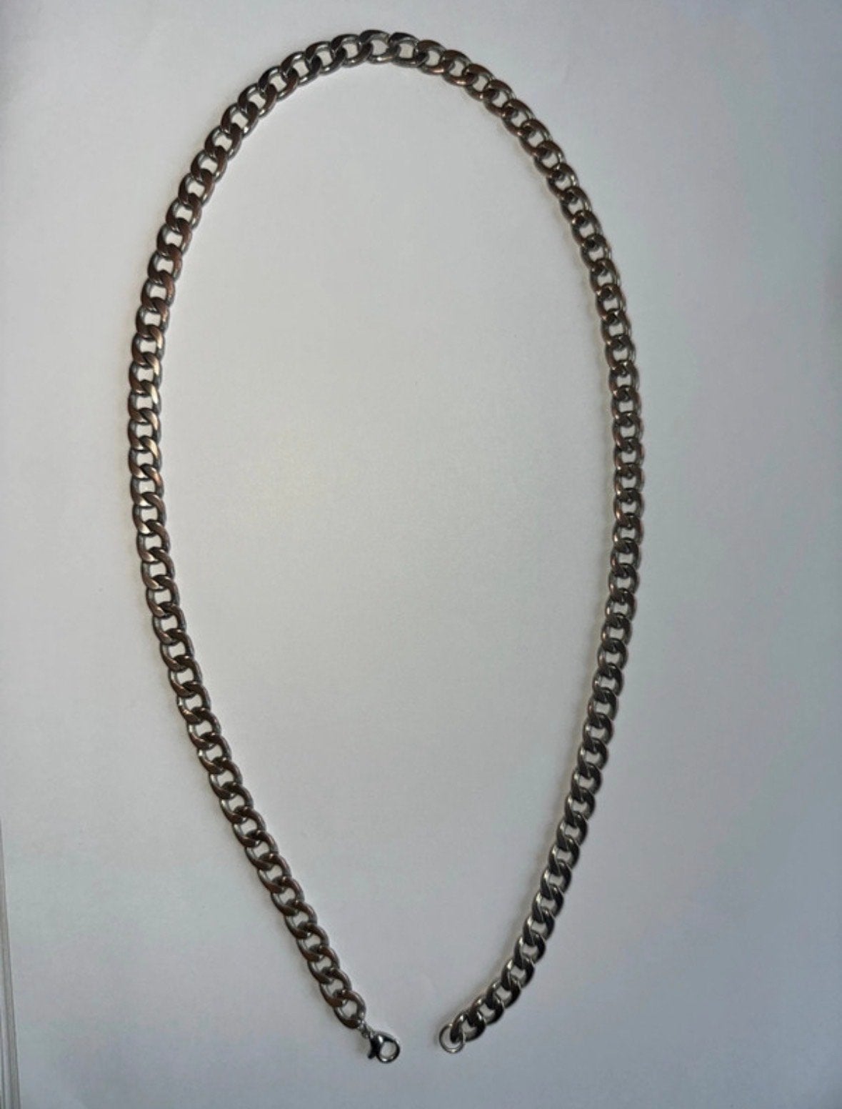 Vintage Schakelketting Zilverkleurig - Unisex, Sieraden, Tassen en Uiterlijk, Kettingen, Ophalen of Verzenden, Gebruikt, Zilver