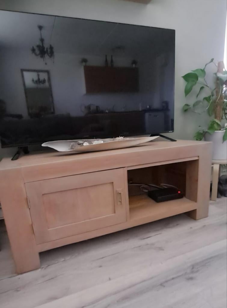Teak houten tv meubel, Ophalen, Gebruikt, 100 tot 150 cm, Teakhout